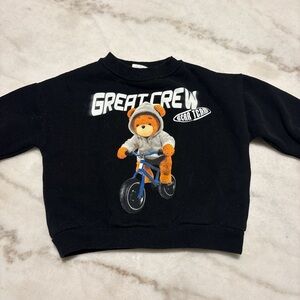 Zara Black Sweatshirt with Bear Design